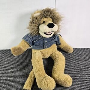 Vintage 1994 Macys Bullocks Rowland Plush Lion Hand Puppet w/ Denim Jacket 26 in